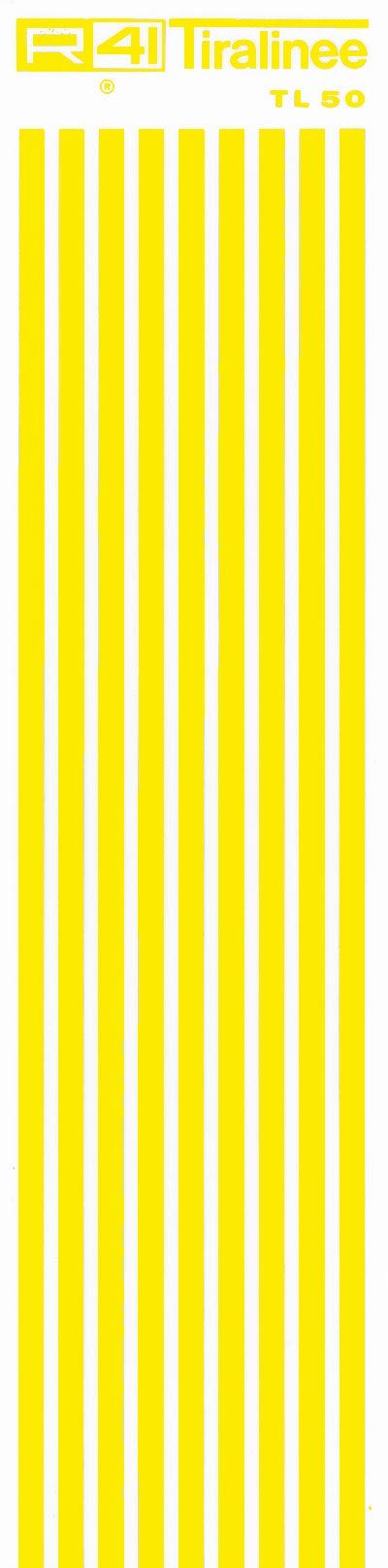 trasferibilir41 Tiralinee 5mm, GIALLO. Trasferibili R41 in fogli 8,3x35cm .