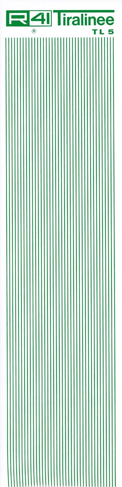 trasferibilir41 Tiralinee 0,5mm, VERDE. Trasferibili R41 in fogli 8,3x35cm .