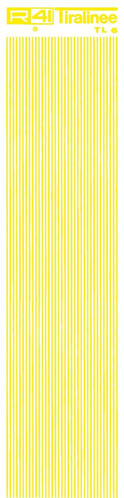 trasferibilir41 Tiralinee 0,6mm, GIALLO. Trasferibili R41 in fogli 8,3x35cm .