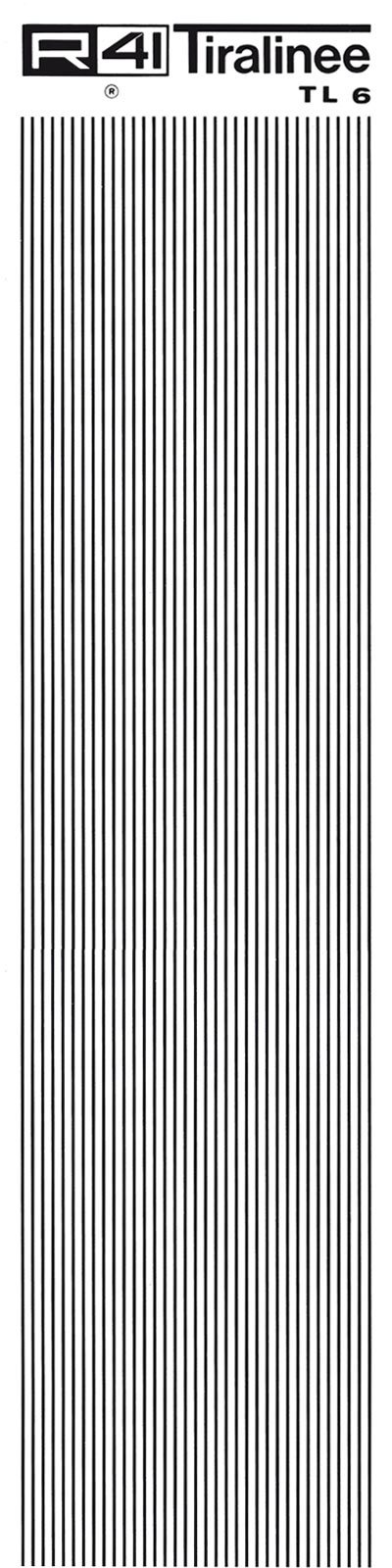 trasferibilir41 Tiralinee 0,6mm, NERO. Trasferibili R41 in fogli 8,3x35cm .