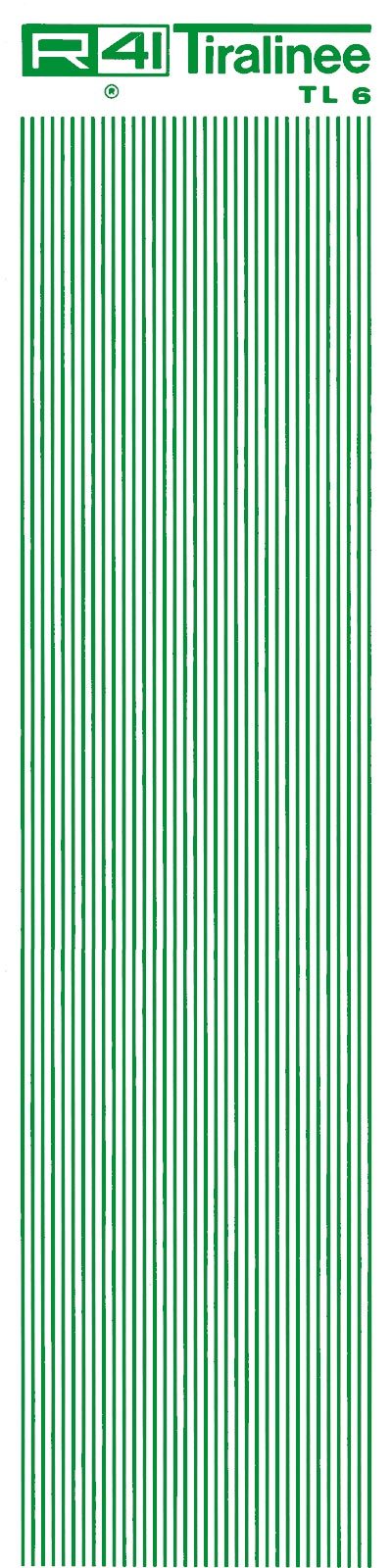 trasferibilir41 Tiralinee 0,6mm, VERDE. Trasferibili R41 in fogli 8,3x35cm .