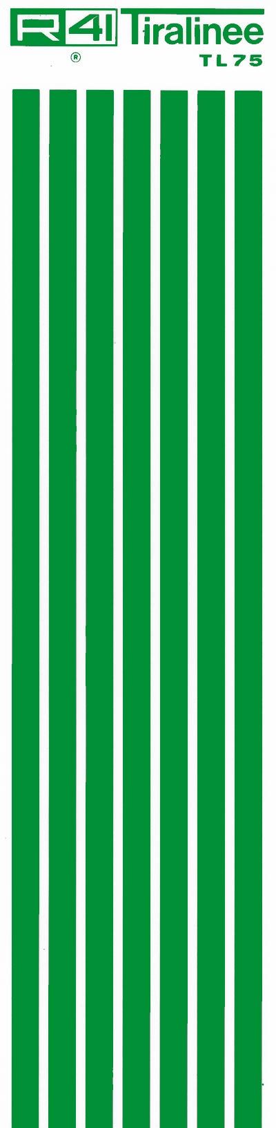 trasferibilir41 Tiralinee 7,5mm, VERDE. Trasferibili R41 in fogli 8,3x35cm .