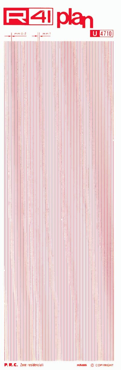 trasferibilir41 Zone residenziali, ROSSO. Trasferelli-Trasferibili R41 in fogli 9x25cm .
