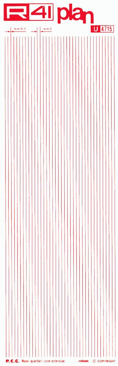 trasferibilir41 Zone residenziali, ROSSO. Trasferelli-Trasferibili R41 in fogli 9x25cm .