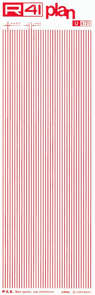 trasferibilir41 Zone residenziali, ROSSO. Trasferelli-Trasferibili R41 in fogli 9x25cm .