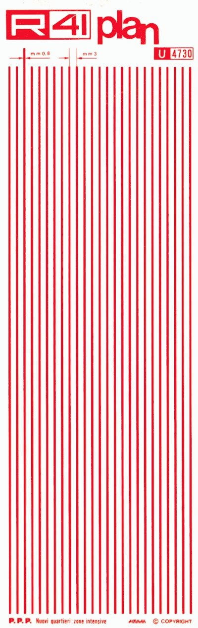 trasferibilir41 Zone residenziali, ROSSO. Trasferelli-Trasferibili R41 in fogli 9x25cm .