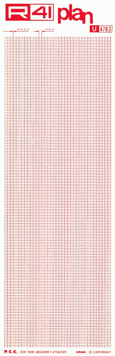 trasferibilir41 Zone residenziali, ROSSO. Trasferelli-Trasferibili R41 in fogli 9x25cm .