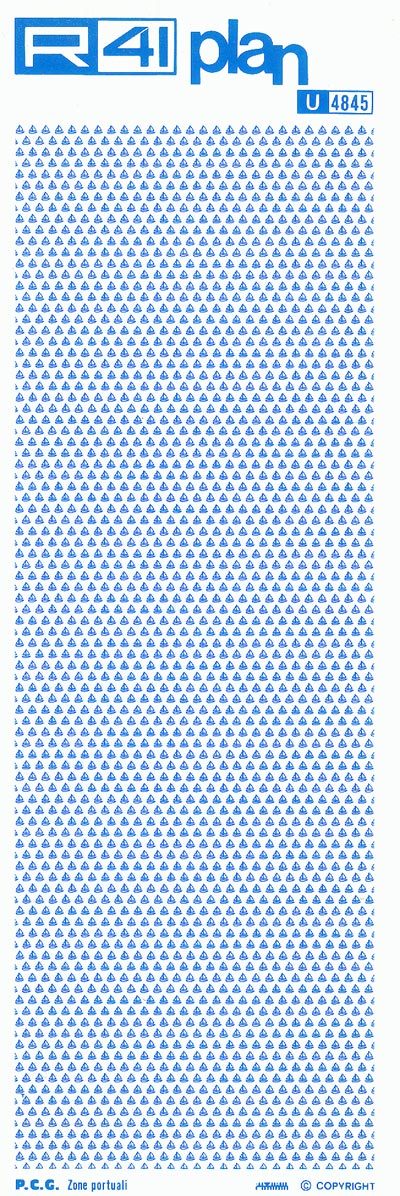 trasferibilir41 Attrezzature collettive, AZZURRO. Trasferelli-Trasferibili R41 in fogli 9x25cm .