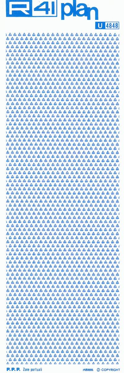 trasferibilir41 Attrezzature collettive, AZZURRO. Trasferelli-Trasferibili R41 in fogli 9x25cm .