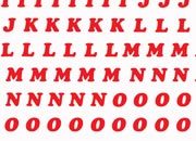 trasferibilir41 4,3mm, ROSSO. Trasferibili R41 in fogli 9x25cm. Numeri Maiuscole Cooper Black RG Caratteri di origine liberty. Esiste anche nella serie tonda ma la corsiva  indubiamente pi leggibile. E' consigliabile per testi e titoli vistosi e di grandi dimensioni. E' da accostare a caratteri di tipo lineare.. P. 130.