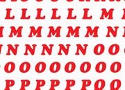 trasferibilir41 5,3mm, ROSSO. Trasferibili R41 in fogli 9x25cm. Numeri Maiuscole Cooper Black RG Caratteri di origine liberty. Esiste anche nella serie tonda ma la corsiva  indubiamente pi leggibile. E' consigliabile per testi e titoli vistosi e di grandi dimensioni. E' da accostare a caratteri di tipo lineare.. P. 130.