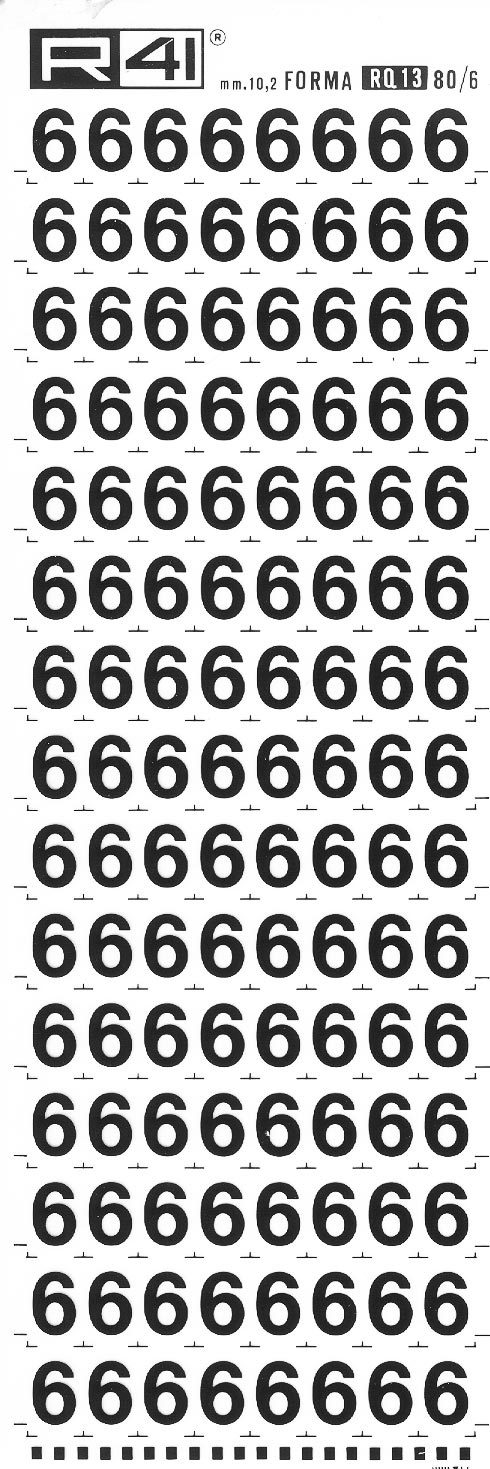 trasferibilir41 10,2mm, NERO. Trasferelli-Trasferibili R41 in fogli 9x25cm. Numeri  Forma RQ Serie tonda 