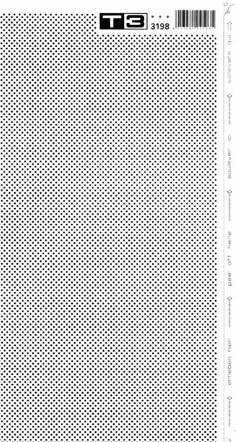 trasferibilir41 Trame Autoadesive,  punti mm 1,3, NERO. In fogli 25x35cm T3 Adexplan, pellicola di acetato trasparente spessore 38 microns autoadesiva. Su T3 si scrive, si trasferisce, si colorA.