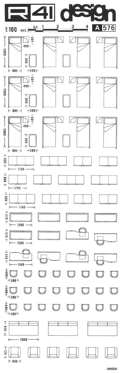 trasferibilir41 Camere, 1:100, NERO. Trasferelli-Trasferibili R41 in fogli 9x25cm. p. 315 .