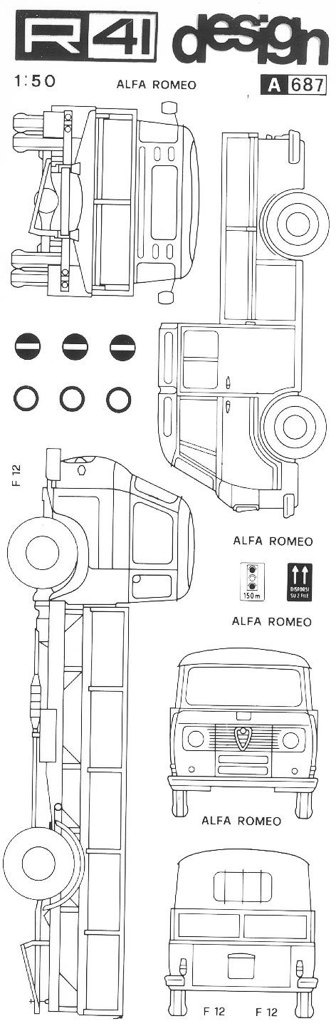 trasferibilir41 Alfa Romeo, NERO. Trasferelli-Trasferibili R41 in fogli 9x25cm .