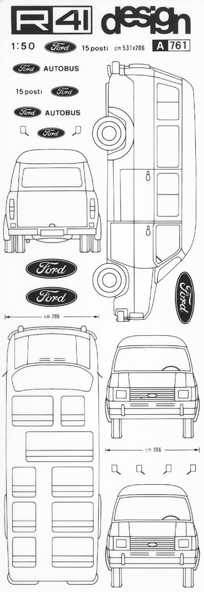 trasferibilir41 Ford, NERO. Trasferelli-Trasferibili R41 in fogli 9x25cm. p. 350 .