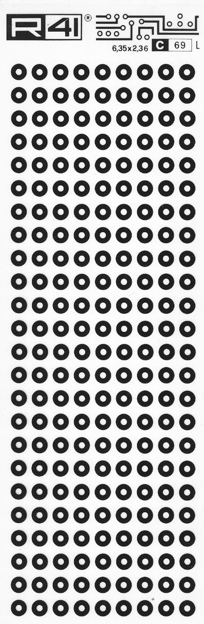 trasferibilir41 Circle pads, NERO. Trasferelli-Trasferibili R41 in fogli 9x25cm. p. 711 .