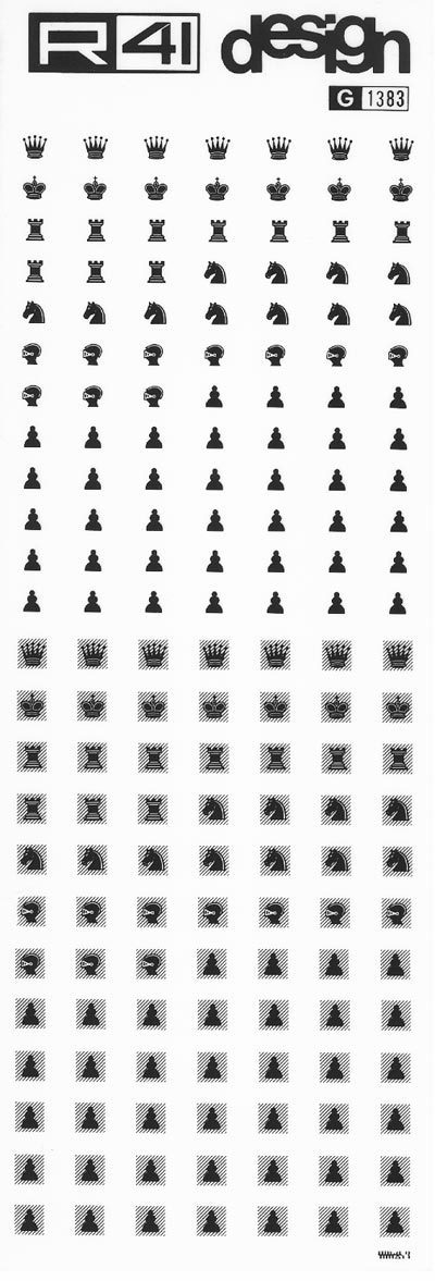 trasferibilir41 Pedine scacchi, NERO. Trasferelli-Trasferibili R41 in fogli 9x25cm. p. 222 .