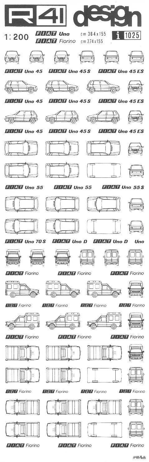 trasferibilir41 Fiat Uno, Fiat Fiorino, NERO. Trasferelli-Trasferibili R41 in fogli 9x25cm .