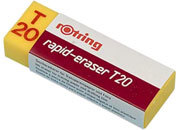 gbc Gomma Rotring Rapid Eraser T20 Ideale per eliminare inchiostri da carte vegetali e film plastici. 62x22x12mm.