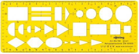gbc Mascherina normografo per Rapidograph Netzplantechnik DIN 69900, per penna 0,70, Made in Germany.