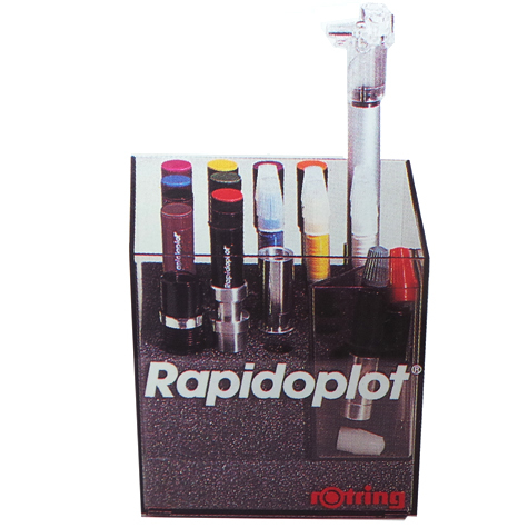 gbc Contenitore porta penne plotter Rotring Rapidoplot Pen Store 25 per 22 penne plotter, adattatori e cappucci di protezione, in plexiglass. Prodotto originale tedesco, MADE IN GERMANY.
