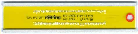 gbc Mascherina normografo per Rapidograph 340018 DIN 6776, 1,8mm, per penna 0,18. Made in Germany.