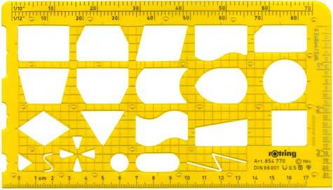 gbc Mascherina normografo per Rapidograph DIN 66001, per penna 0,50, Made in Germany.