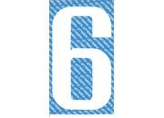gbc Carattere autoadesivo -6-, h.70mm BIANCO, altezza 7cm, Serie N, in Vinile brillante, spessore 0,10mm.