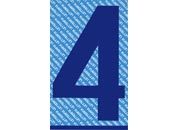 gbc Carattere autoadesivo -4-, h.50mm BLU, altezza 5cm, Serie N, in Vinile brillante, spessore 0,10mm.