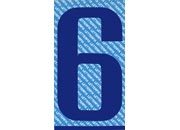 gbc Carattere autoadesivo -6-, h.70mm BLU, altezza 7cm, Serie N, in Vinile brillante, spessore 0,10mm.