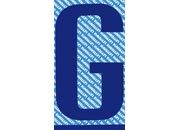 gbc Carattere autoadesivo -G-, h.70mm BLU, altezza 7cm, Serie N, in Vinile brillante, spessore 0,10mm.
