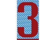 gbc Carattere autoadesivo -3-, h.70mm ROSSO, altezza 7cm, Serie N, in Vinile brillante, spessore 0,10mm.