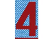 gbc Carattere autoadesivo -4-, h.70mm ROSSO, altezza 7cm, Serie N, in Vinile brillante, spessore 0,10mm.