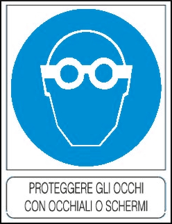 gbc Proteggere gli occhi con occhiali o schermi  Cartello in PVC , spessore 1mm, dimensioni 23x29cm, di obbligo, segnaletica di sicurezza conferme al DLGS 81 del 09/04/2008 RSHT00022