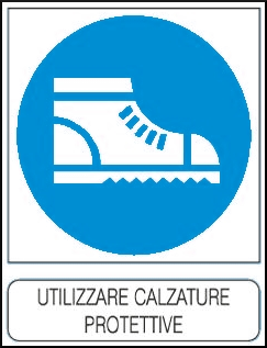 gbc Utilizzare calzature protettive Cartello in PVC , spessore 1mm, dimensioni 23x29cm, di obbligo, segnaletica di sicurezza conferme al DLGS 81 del 09/04/2008 RSHT00025