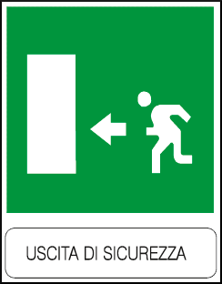 gbc Uscita di sicurezza verso sinitra Cartello in PVC , spessore 1mm, dimensioni 23x29cm, di sicurezza, segnaletica di sicurezza conferme al DLGS 81 del 09/04/2008 RSHT00027