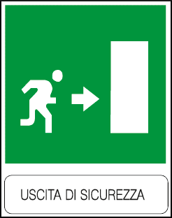 gbc Uscita di sicurezza verso destra Cartello in PVC , spessore 1mm, dimensioni 23x29cm, di sicurezza, segnaletica di sicurezza conferme al DLGS 81 del 09/04/2008 RSHT00028