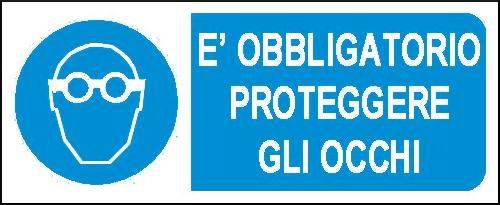 gbc  obbligatorio protegere gli occhi Cartello in PVC , spessore 1mm, dimensioni 31x14cm, di obbligo, segnaletica di sicurezza conferme al DLGS 81 del 09/04/2008 RSHT00092