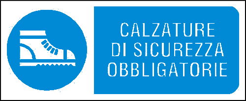 gbc Calzature di sicurezza obbligatorie Cartello in PVC , spessore 1mm, dimensioni 31x14cm, di obbligo, segnaletica di sicurezza conferme al DLGS 81 del 09/04/2008.