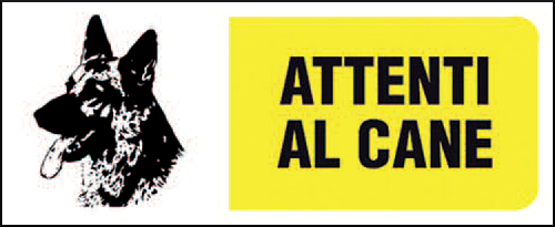 gbc Attenti al cane Cartello in PVC , spessore 1mm, dimensioni 31x14cm, di pericolo, segnaletica di sicurezza conferme al DLGS 81 del 09/04/2008.