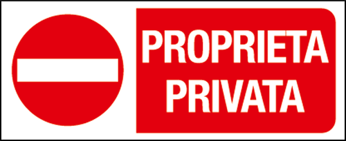 gbc Propriet privata Cartello in PVC , spessore 1mm, dimensioni 31x14cm, di divieto, segnaletica di sicurezza conferme al DLGS 81 del 09-04-2008.