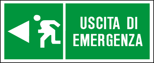 gbc Cartello di sicurezza, Uscita di Emergenza verso sinistra Cartello in PVC , spessore 1mm, dimensioni 31x14cm, di pericolo, segnaletica di sicurezza conferme al DLGS 81 del 09/04/2008 RSHT00227