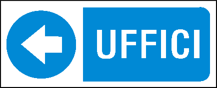 gbc Uffici sinistra Cartello in PVC , spessore 1mm, dimensioni 31x14cm, di informazione, segnaletica di sicurezza conferme al DLGS 81 del 09/04/2008.