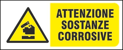 gbc Attenzione sostanze corrosive Cartello in PVC , spessore 1mm, dimensioni 31x14cm, di pericolo, segnaletica di sicurezza conferme al DLGS 81 del 09/04/2008.