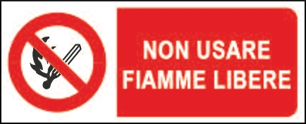 gbc Non usare fiamme libere Cartello in PVC , spessore 1mm, dimensioni 31x14cm, di divieto, segnaletica di sicurezza conferme al DLGS 81 del 09-04-2008.