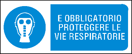 gbc � obbligatorio protegere le vie respiratorie Cartello in PVC , spessore 1mm, dimensioni 31x14cm, di obbligo, segnaletica di sicurezza conferme al DLGS 81 del 09/04/2008 RSHT00291