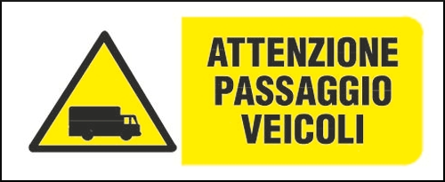 gbc Attenzione passaggio veicoli Cartello in PVC , spessore 1mm, dimensioni 31x14cm, di pericolo, segnaletica di sicurezza conferme al DLGS 81 del 09/04/2008 RSHT00296