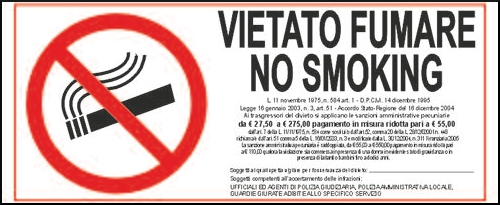 gbc Cartello di vietato fumare - no smoking Cartello in PVC , spessore 1mm, dimensioni 31x14cm, di divieto, segnaletica di sicurezza conferme al DLGS 81 del 09-04-2008.