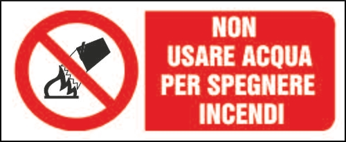 gbc Non usare l�acqua per spegnere incendi Cartello in PVC , spessore 1mm, dimensioni 31x14cm, di divieto, segnaletica di sicurezza conferme al DLGS 81 del 09/04/2008 RSHT00390